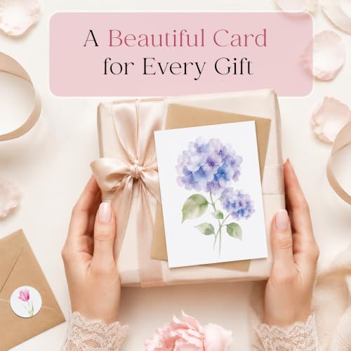 AUDREE Blank Cards with Envelopes, Watercolor Flower 50 Pack 3.5x5 inches