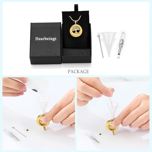 Hearbeingt Tree of Life Urn Necklaces for Ashes Circle Cremation Jewelry - color: A-Gold