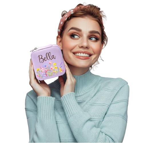 Ajiangwu Back To School Gifts,Custom Travel Jewelry Case for Women Kids,Personalized Small Jewelry Box Mini Teen Girl Gifts Trendy Stuff Jewelry Organizer for Rings, Necklaces, Bracelets - color: Design 4