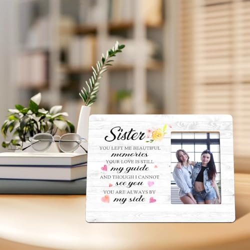 Sister You Left Me Beautiful Memories Wood Picture Frame,Memorial Sympathy Gifts for Loss of Loved One,Memorial Gift for Loss of Sister,Sympathy Gifts for Loss of Bff - style: YOU LEFT ME