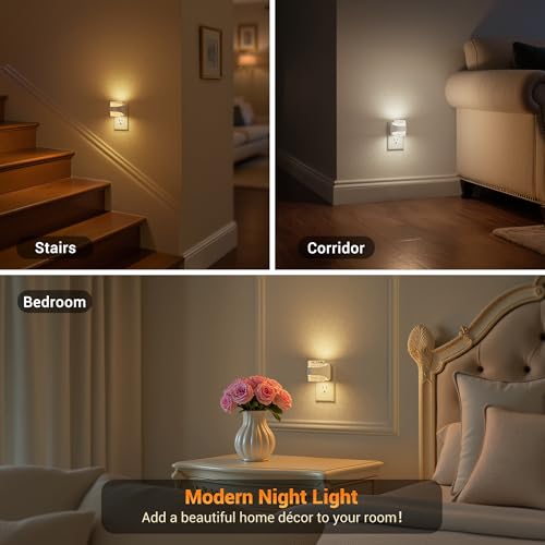 JandCase LED Night Light, Bubble Night Lights Plug into Wall Auto, 3 Color - color: White