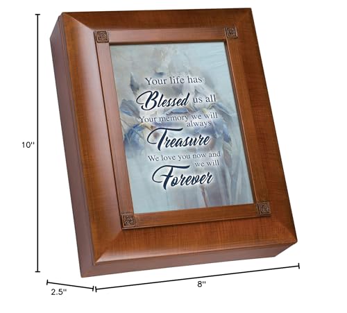 Cottage Garden Blessed Memory Treasure Forever Woodgrain Bereavement Remembrance Keepsake Box