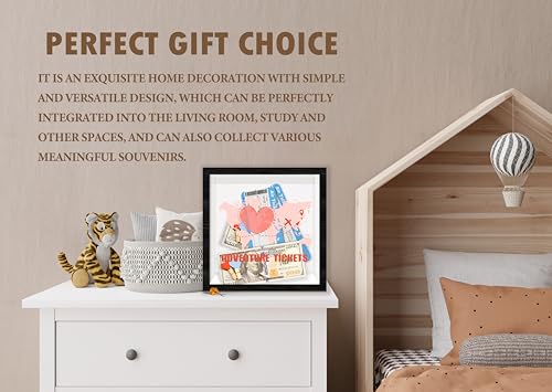 Black Honeymoon Shadow Box Frame with Slot, Adventure Tickets Boxes Frames for Fund, 8x8 Memory Box for Keepsakes, Travel Gifts and Decorations, 15 - size: adventure tickets