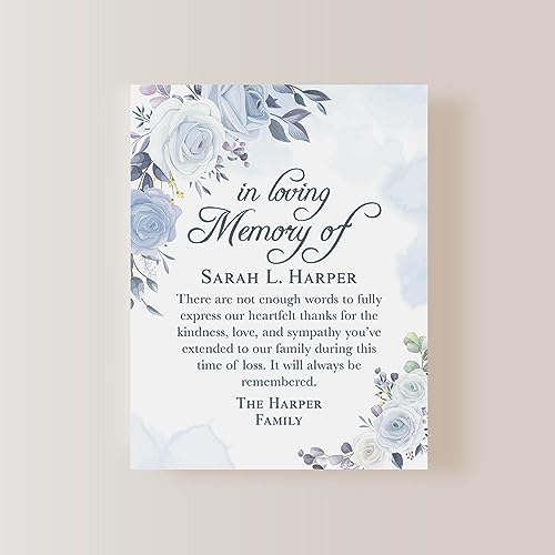 Light Blue and White Floral In Loving Memory Funeral Thank You Cards
