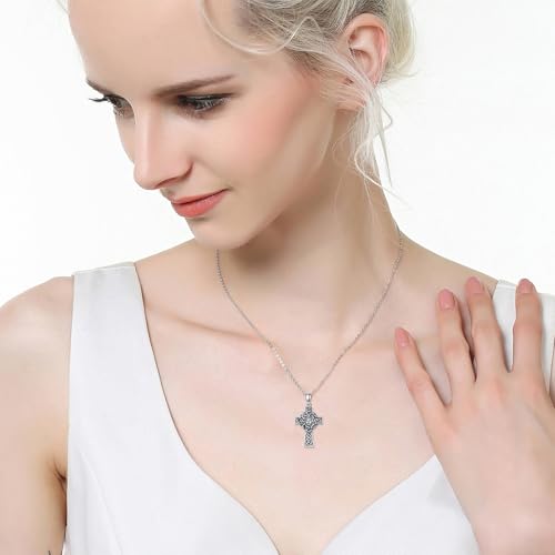 PROESS Cross Necklace for Women Men Sterling Silver Rose/Sunflower Cross Pendant Religious Jewelry Christmas Birthday Mothers' Day Gifts - color: 14-Medusa Goddess