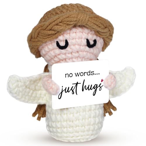 Sympathy Gifts for Loss of Loved One - No Words Just Hugs - Handmade Crochet Angel Doll, Bereavement Condolences Memorial Gift, Get Well Soon, Miscarriage, Comfort Gifts for Women - style: No Words Just Hug