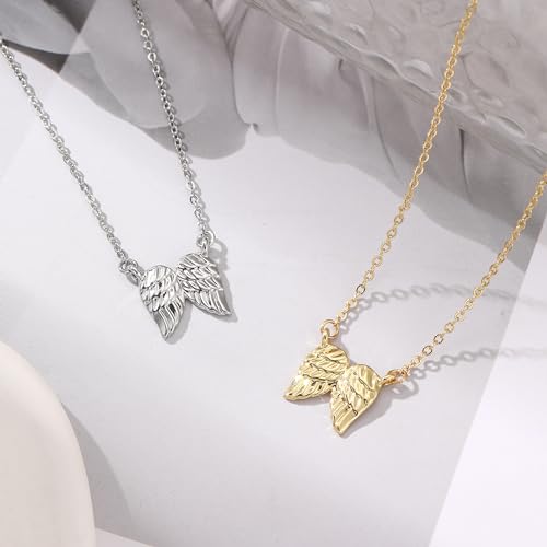 GINAZL Angel Wings Memorial Necklace Sympathy Gifts for Loss of Loved One Bereavement Gift Memorial Gifts for Loss of Dad Mom - style: It's OK