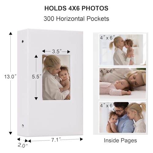 Vienrose 4x6 Photo Album,300 Pockets,Linen Cover with Window,White | Linen Hardcover, Slip In Photo Book, Family Memory Album, Travel Keepsake - color: White, size: 300 Pocket