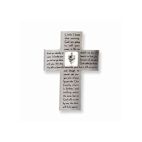 Roman Giftware Inc., Memorial Collection, 7.25" H Memorial Cross W/Charm,Religious, Inspirational, Durable (1x2x7)