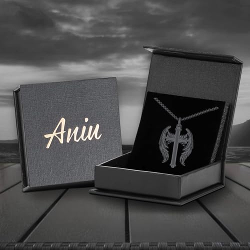 Aniu S925 Sterling Silver Urn Necklace Cremation Jewelry for Ashes - color: Black Cross - B