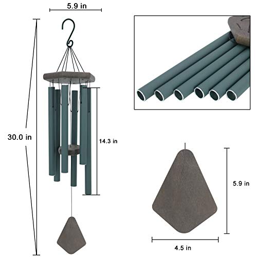 Large Wind Chimes for Outside, 30" Aluminium Wind Chime with Wind Catcher - color: Green, size: 30"
