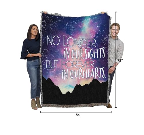 Pure Country Weavers No Longet in Our Sights But Forever in Our Hearts Blanket Mountains - Sympathy Bereavement Gift Tapestry Throw Woven from Cotton - Made in the USA (72x54) - color: Our Sights Mountains, size: 72" x 54"