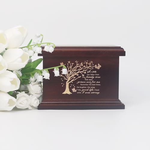 6 Inch Small Wooden Urn for Human Ashes - Keepsake Urn for Men & Women, Funeral Ashes Holder, Wooden Urn Box and Casket with Tree Design - size: Design: Tree