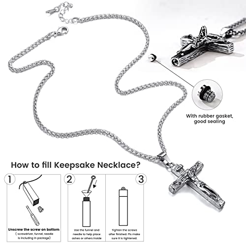 GOLDCHIC JEWELRY Urn Necklaces for Ashes, Stainless Steel Pet/Cross/Birthstone/Tree of Life Personalized Keepsake Memorial Jewelry for Women - color: Cross - 316L Stainless Steel, style: Personalized Engraving