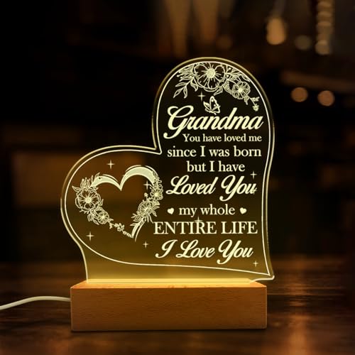SANDJEST Acrylic Night Light Gifts for Grandmother, Sentimental Gifts for Grandma Nana Mimi on Birthday Christmas Valentines - color: Grandma