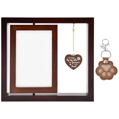 Pet Memorial Frame - Rotating Wooden Picture Frame for 4x6 Photos, Dog Memorial Picture Frame for Loss of Dog or Cat Sympathy Gift, Pet Bereavement Remembrance Picture Frame for Beloved Dog or Cat