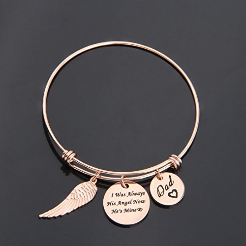 WUSUANED Memorial Jewelry I Used to Be His/Her Angel Bracelet in Memory of Loved One Dad Mom Sympathy Gift - color: In memory of dad bracelet RG