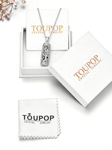TOUPOP Tree of Life Cremation Jewelry Urn Necklace for Ashes for Women Men 925 Sterling Silver Cylinder Urn Pendant Necklaces for Human Ashes of Loved Ones Keepsake Memorial Gifts - style: 1-Tree of Life