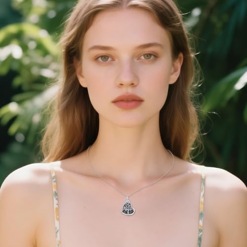 Tree of Life Urn Necklace for Ashes, S925 Sterling Silver Hummingbird/Cross/Love Heart Pendant Cremation Jewelry with Funnel Filler Memorial Keepsake Gifts for Women Men - color: Tree of Life Urn Necklace