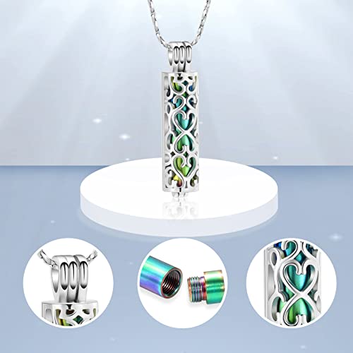 Imrsanl Cylinder Cremation Urn Necklace for Ashes of Loved One - color: Silver Colorful