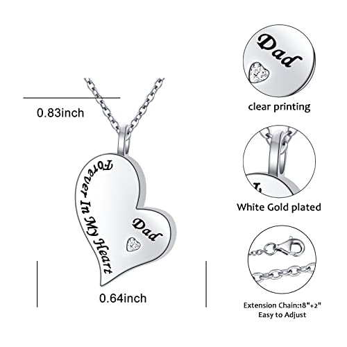 Ladytree 925 Sterling Silver Cremation Urn Necklace for Ashes - style: Dad