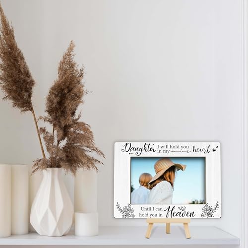 Memorial Gifts Loss of Daughter, Sympathy Picture Frame, Remembrance Gifts Wooden Photo Frame with Easel, 4x6 Bereavement Picture Frame for Tabletop Display - G08 - style: Loss of Daughter