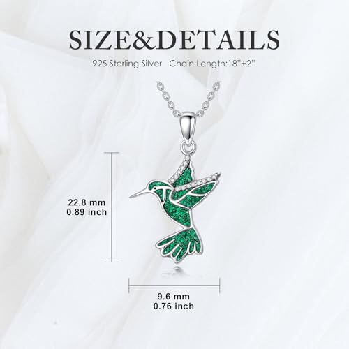 Dove/Hummingbird/Red Cardinal/Dragonfly/Butterfly Necklace 925 Sterling Silver Turquoise/Opal/MoonStone/Crystal/Malachite Bird Necklace Dove Pendant Jewelry for Women Men - color: Hummingbird Malachite