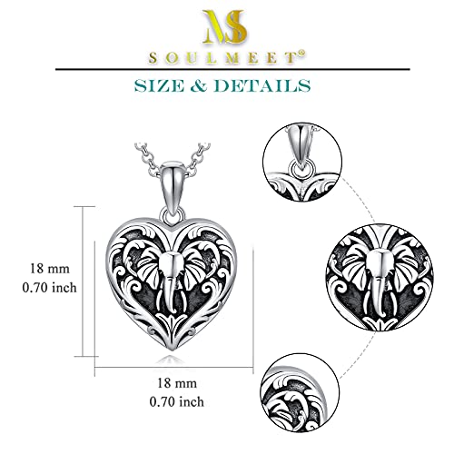 SOULMEET Personalized Silver Locket Necklace That Holds Pictures Photo Keep Someone Near to You, Memorial Custom Lockets Necklaces Letters Engraving for His Her - color: P-Elephant-Black, style: Locket Necklace Only