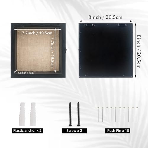 Small Wall Mounted Shadow Box Frame 8x8 with Real Glass,Black - color: Black, size: 8*8