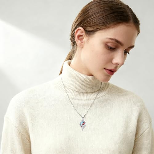 Dove/Hummingbird/Red Cardinal/Dragonfly/Butterfly Necklace 925 Sterling Silver Turquoise/Opal/MoonStone/Crystal/Malachite Bird Necklace Dove Pendant Jewelry for Women Men - color: Red Cardinal Moonstone