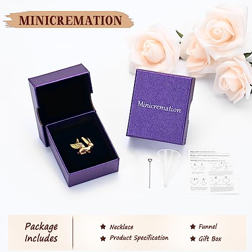 Bunny Rabbit Urn Pendant Necklace - Stainless Steel Cremation Ashes Jewelry for Pets Keepsake Memorial Ashes Locket - color: Gold