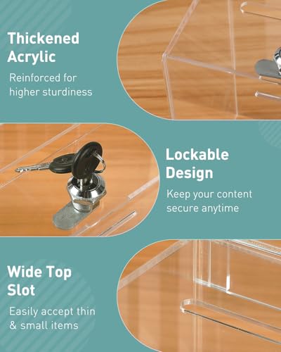 Uniclife 6.7"x5"x8" Transparent Acrylic Ballot Suggestion Box with Lock - color: Tall