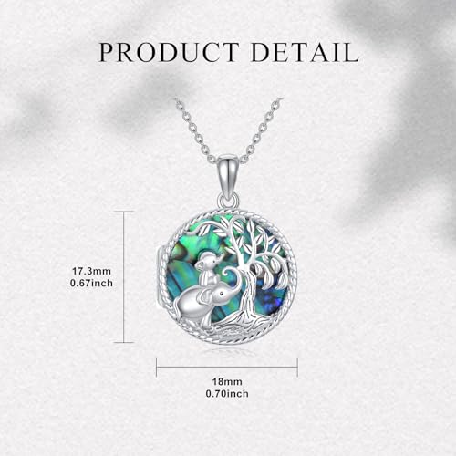 Heart Locket Necklace 925 Sterling Silver Custom Photo Pendant That Holds Pictures Memorial Jewelry Gifts for Women Mom Daughter - color: Elephant, style: 3-photo&text customized