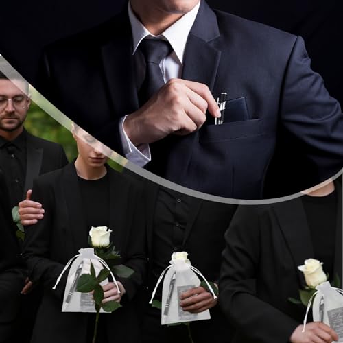 Yeaqee 150pcs/50set Funeral Favor Pen Poem Card for Guests, Black, Elegant - color: Black, style: Elegant