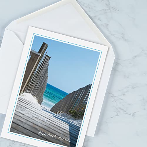 Current Waterside Happy Birthday Greeting Card Set - Value Pack of 20 Cards With White Envelopes, 10 Tropical Beach Lighthouse Designs, Large 5" x 7" Assortment - color: Waterside