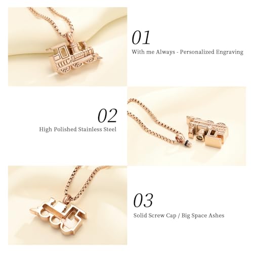 Oinsi Stainless Steel Mini Train Cremation Jewelry For Ashes Memorial Urn Necklace Keepsake Urn Pendant For Loved Ones - color: Customize-Image