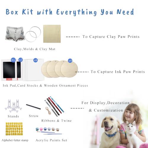 Clay & Ink Paw Print Kit,Make 4 Pawprint Ornaments(2 Clay& 2 Ink) - size: 2 clay &2 ink pads