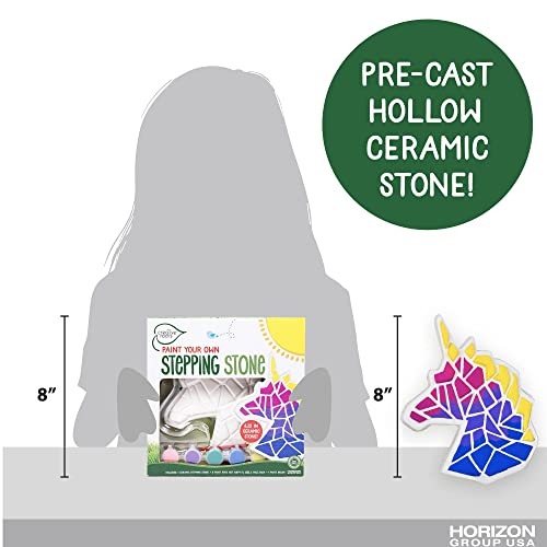 Creative Roots Mosaic Unicorn Stepping Stone, Includes 7-Inch Ceramic Stone & 6 Vibrant Paints, DIY Garden Stepping Stone Kit for Kids Ages 6+ - style: Unicorn