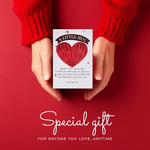 Little Pocket Hug Token & Greeting Card – Handmade Quilled Heart with NFC Bible Verse | Pocket Hug Card with Inspirational Scripture | Unique Christian Gift for Encouragement, Grief, Anxiety Relief & Long Distance Love (Red Heart) - color: Red Heart