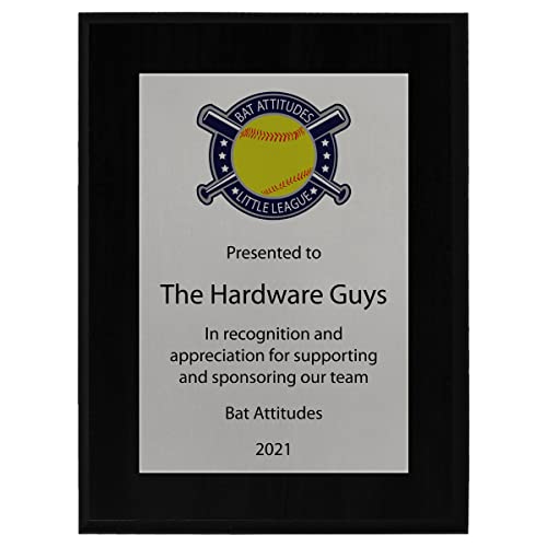 Support and Sponsor Team Plaque - Include your Custom Message, Photo and Logo (6 X 8") - size: 6 X 8"
