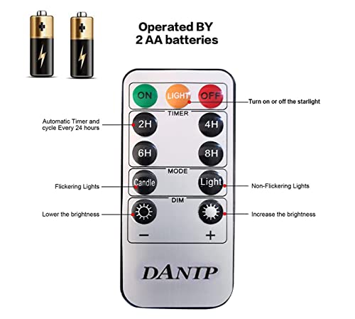 DANIP Red LED Flameless Candle with Embedded Star String, 5Piece LED Candle with 11 Button Remote Control, 24 Hours Timer Function, Dancing Flame, Real Wax, Battery Powered. - color: CrimsonW#1*5