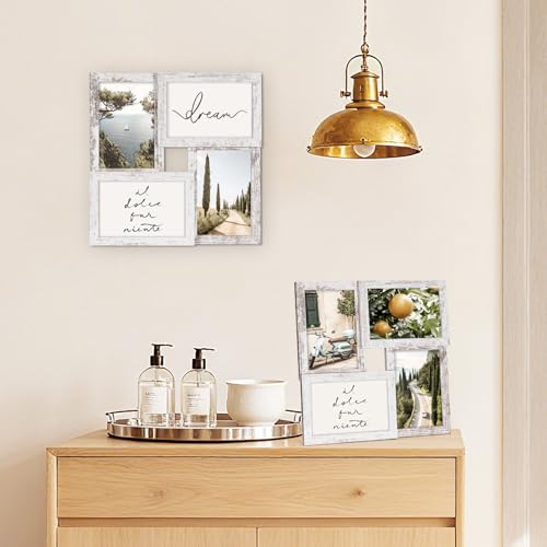 TWING 4x6 Collage Picture Frames Rustic White Wall Collage Photo Frame - color: White