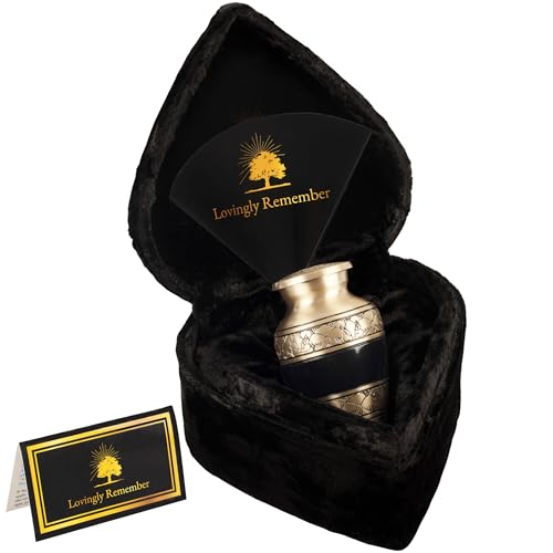 Mini Urns for Human Ashes Keepsake – Gold Brass and Chenille Velvet Heart Case