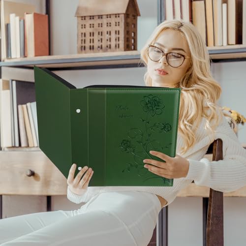 Artmag Photo Album 4x6 400 Photos, Extra Large Capacity Leather Cover Wedding Family Photo Albums Holds 400 Vertical 4x6 Photos(Dark Green) - color: Dark Green, size: 400 Pockets