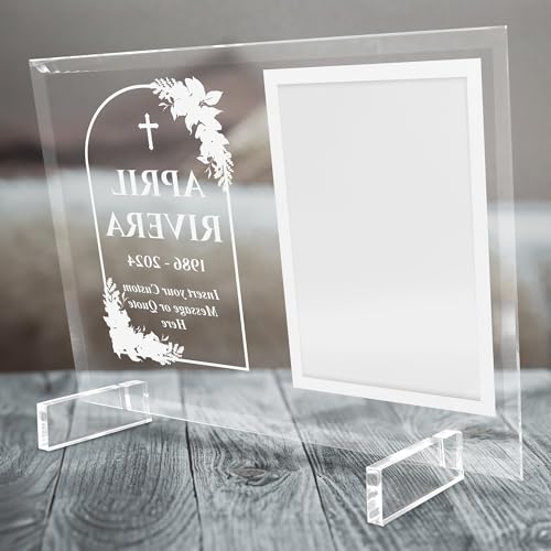 Basic Fundamentals 11.75"x9.75" Custom Glass Picture Frame for 5x7 Photo, Personalized Memorial Picture Frame, In Loving Memory Picture Frame and Celebration of Life Decorations (Design 3)