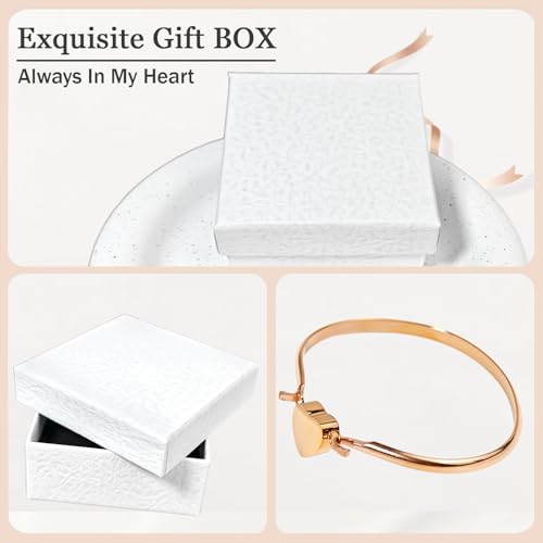 LittleFlower Heart Urn Bracelet for Human & Pet Ashes - Stainless Steel Memorial Jewelry for Cats, Dogs, Waterproof Keepsake with Filling Tool & Gift Box - color: Rose Gold