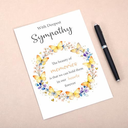 Sympathy Cards with Envelopes, Condolence Card, Heartfelt Condolence Greeting Card for Loss, Thinking of You Sympathy Cards Gifts for Loss of Loved One, Elegant Sorry for Your LossCard 8 x 5.3 Inch