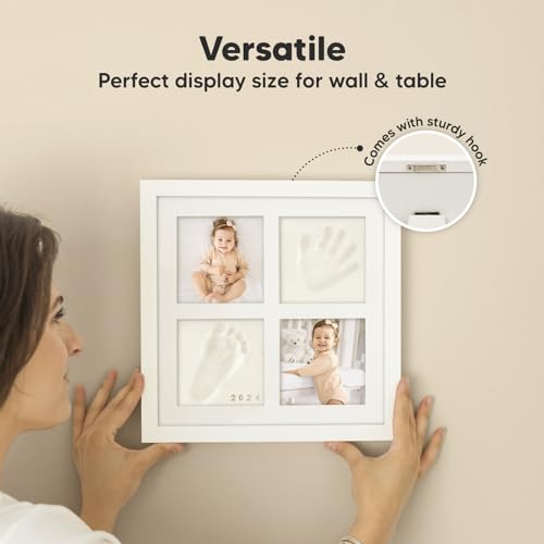 KeaBabies Baby Hand and Footprint Kit, Baby Footprint Kit (Alpine White) | Clay Handprint Keepsake Frame, Pets Paw, Newborn Collage Picture Frame, Personalized New Mom Gifts for Showers & Registry - color: Alpine White