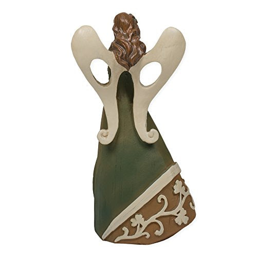 7" Luck of The Irish Woodcut Inspirational Angel Figure with Celtic Cross