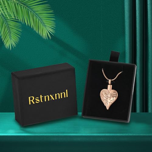 Love Heart Cremation Jewelry Urn Necklaces Butterfly Urn Necklaces for Ashes Memorial Keepsake Pendant for Women Men Gifts With Funnel Kit & Bag - color: RoseGold